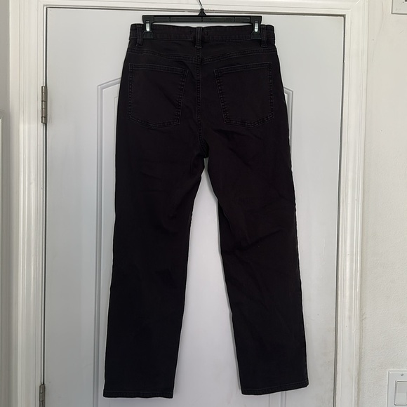 Eileen Fisher Black Straight Leg Jeans High Waist Organic Cotton Sz 6 - Picture 7 of 8